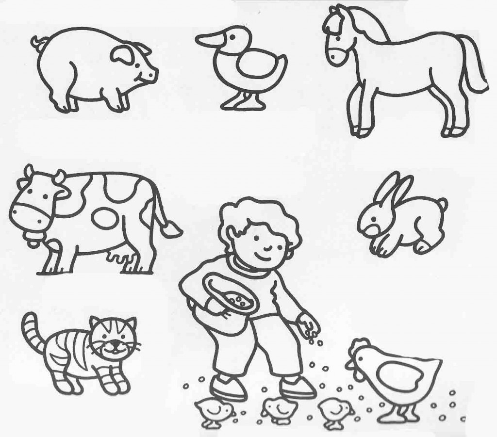 Animales de granja para colorear y pintar