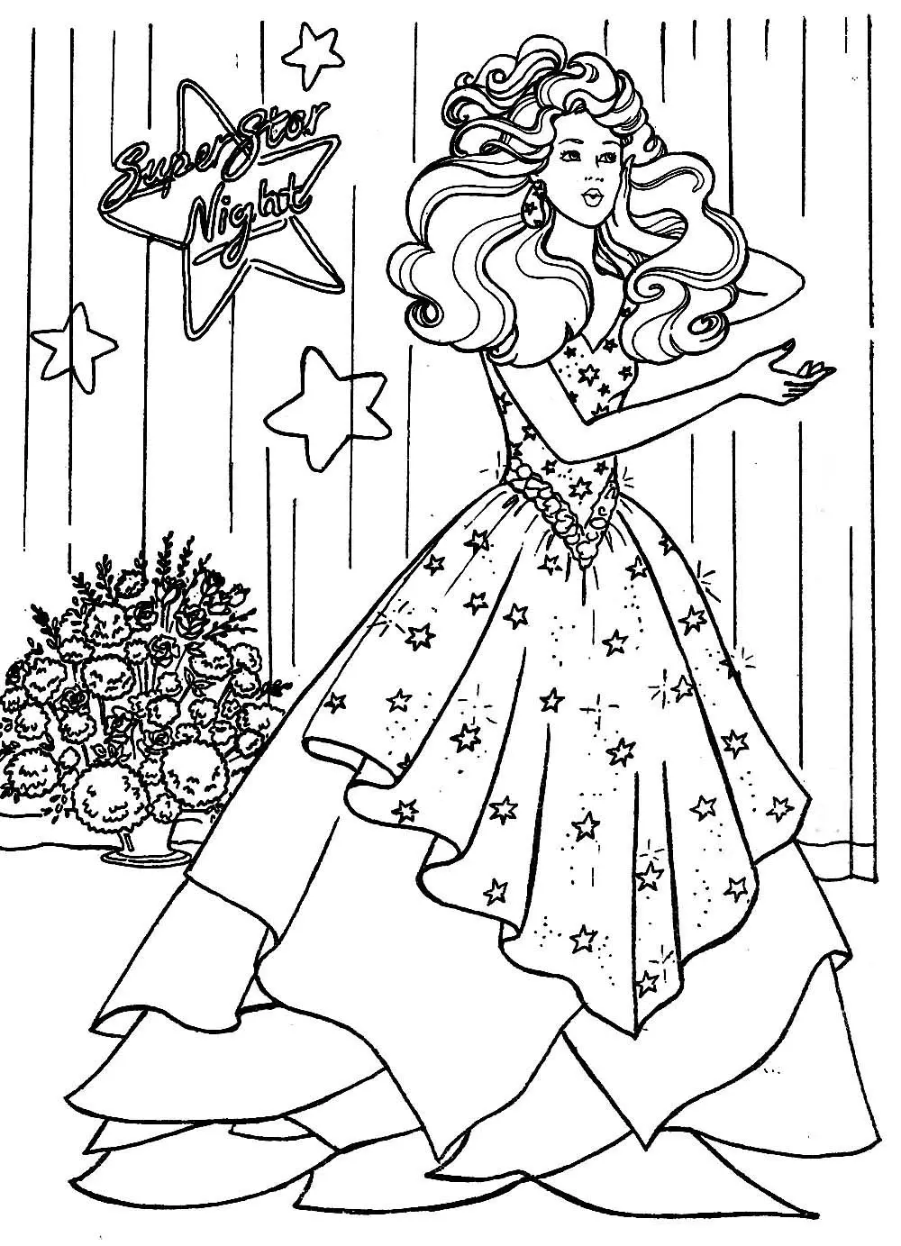 Раскраска для девочек Барби принцессы