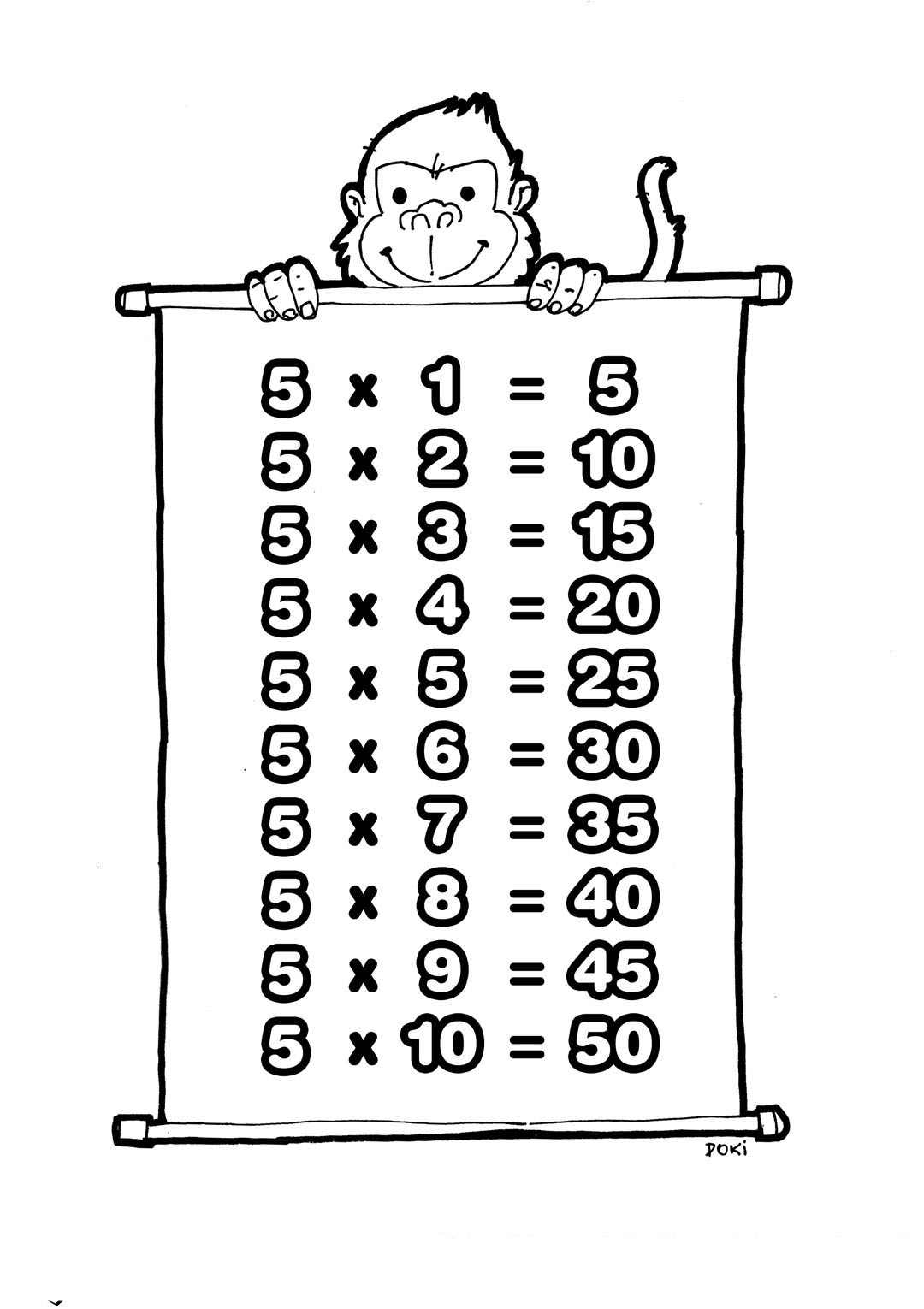 tablas de multiplicacion del 5 para colorear